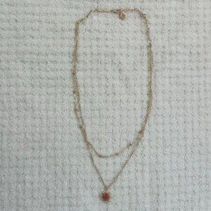 Kendra Scott Tomon Rose Gold Sunburst Multi Strand Necklace w/ Red Stone
